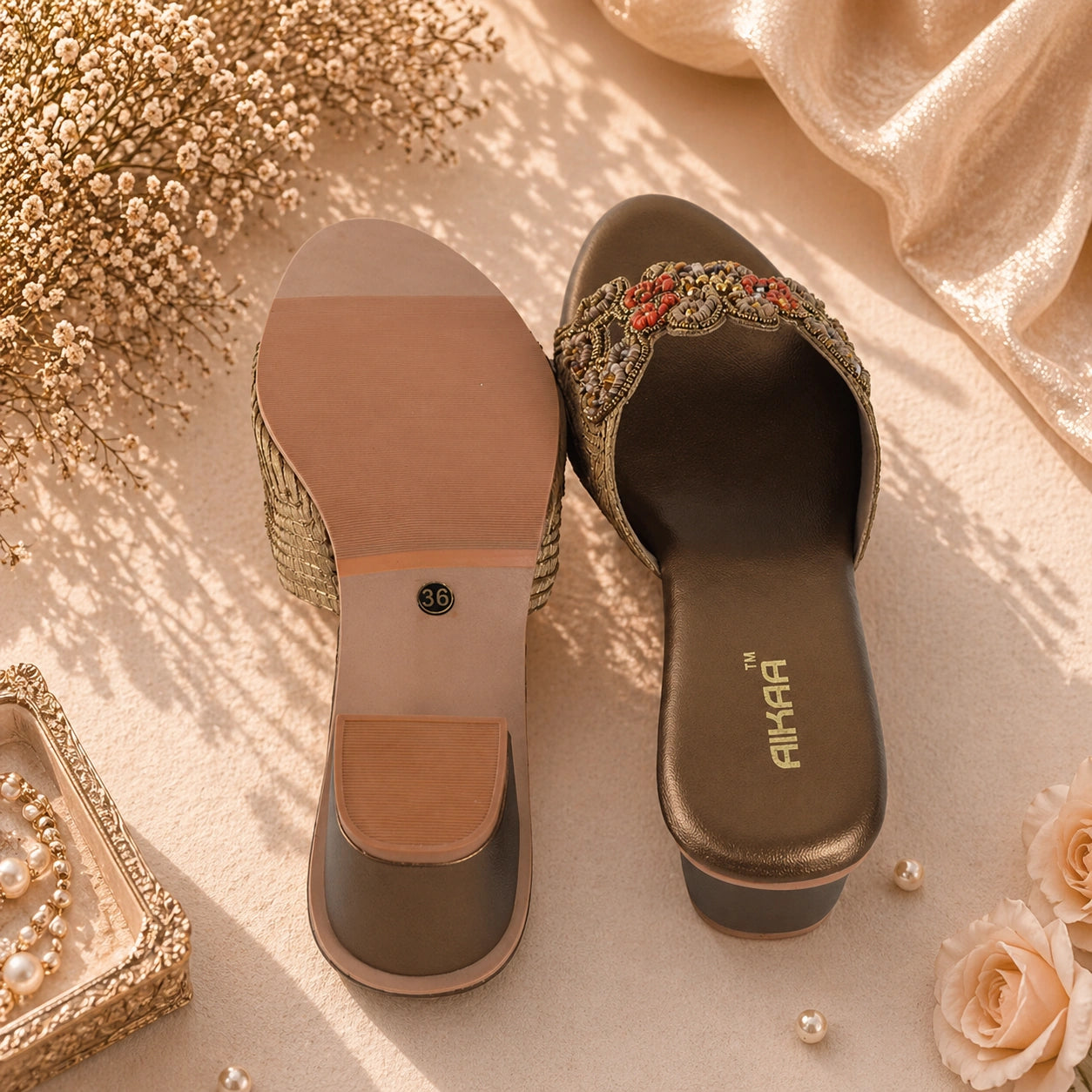 Fashionable brown ethnic footwear for girls and women