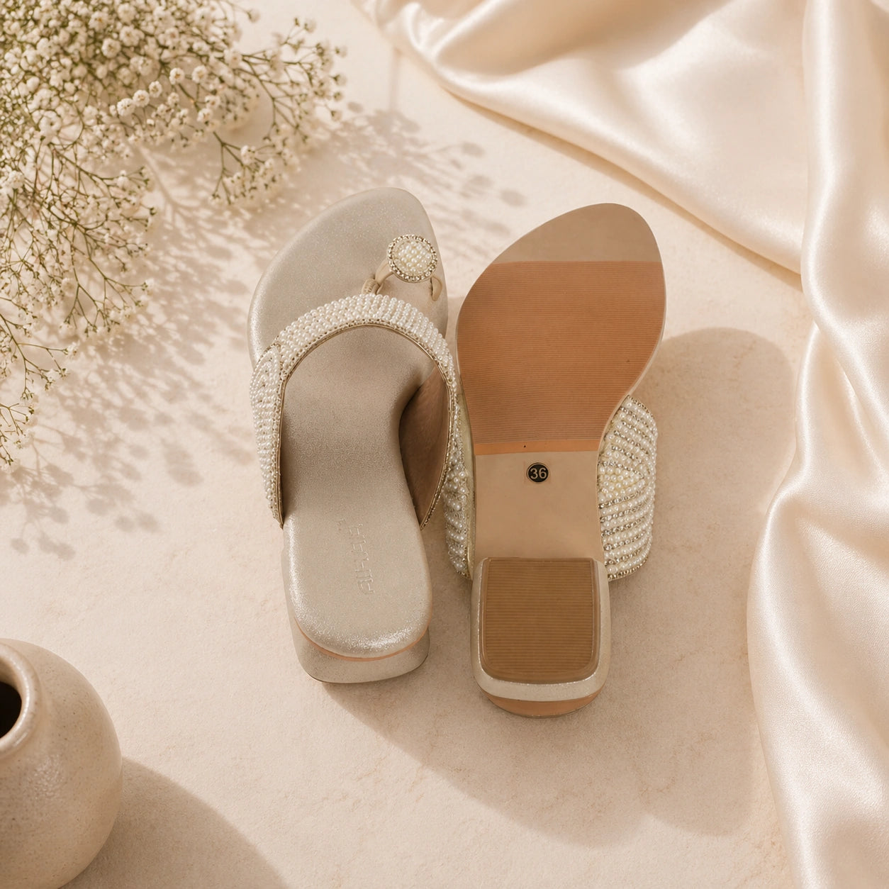 Fashionable gold crystal flats for girls and women