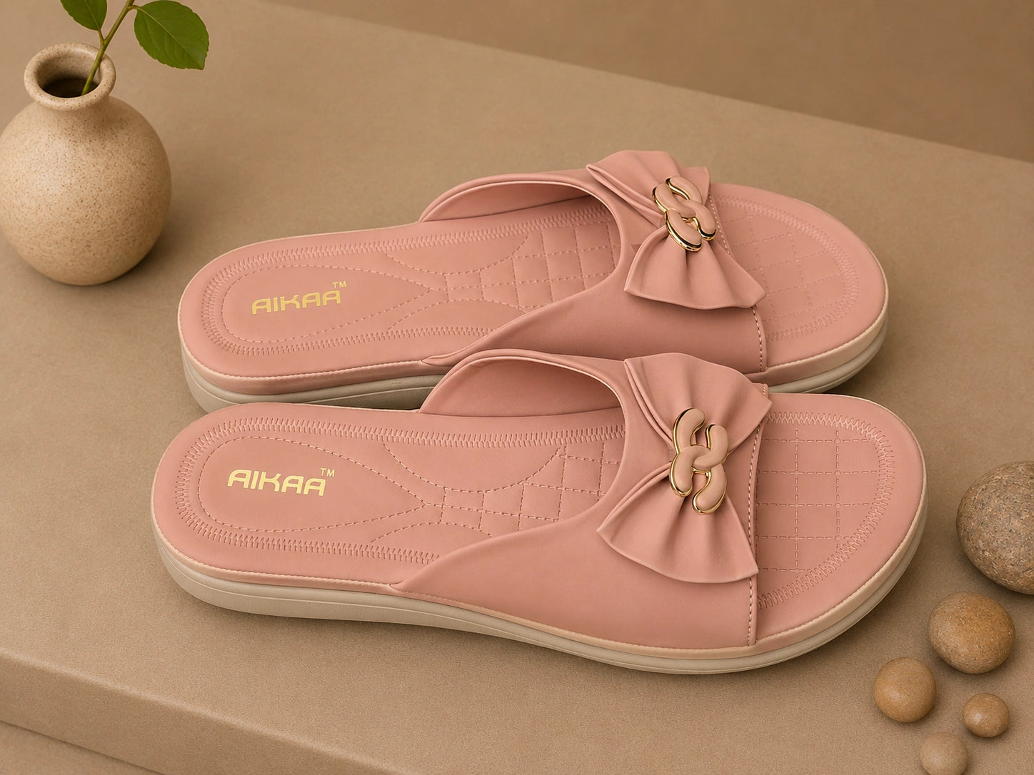 Fashionable peach comfy slides for girls and women