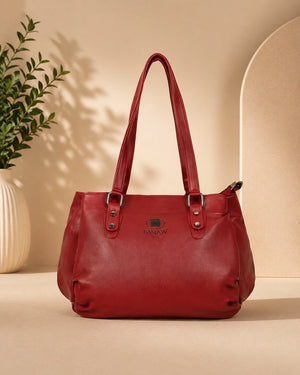 Women’s red shoulder handbag