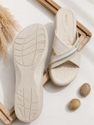 Fashionable white comfy wedges for girls and women