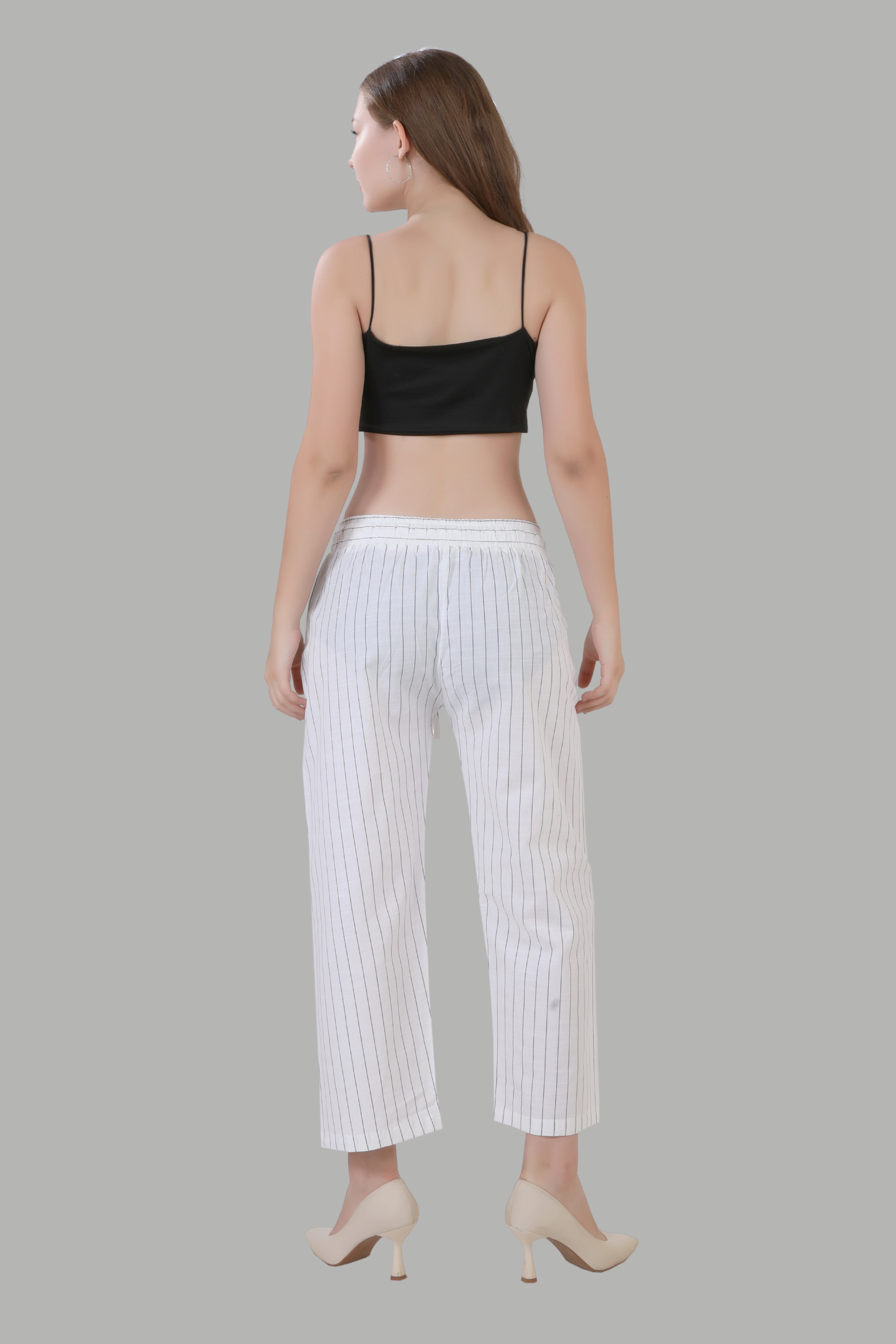 Fashionable striped straight fit pants for girls and women
