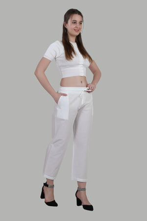 Fashionable white straight pants for girls and women