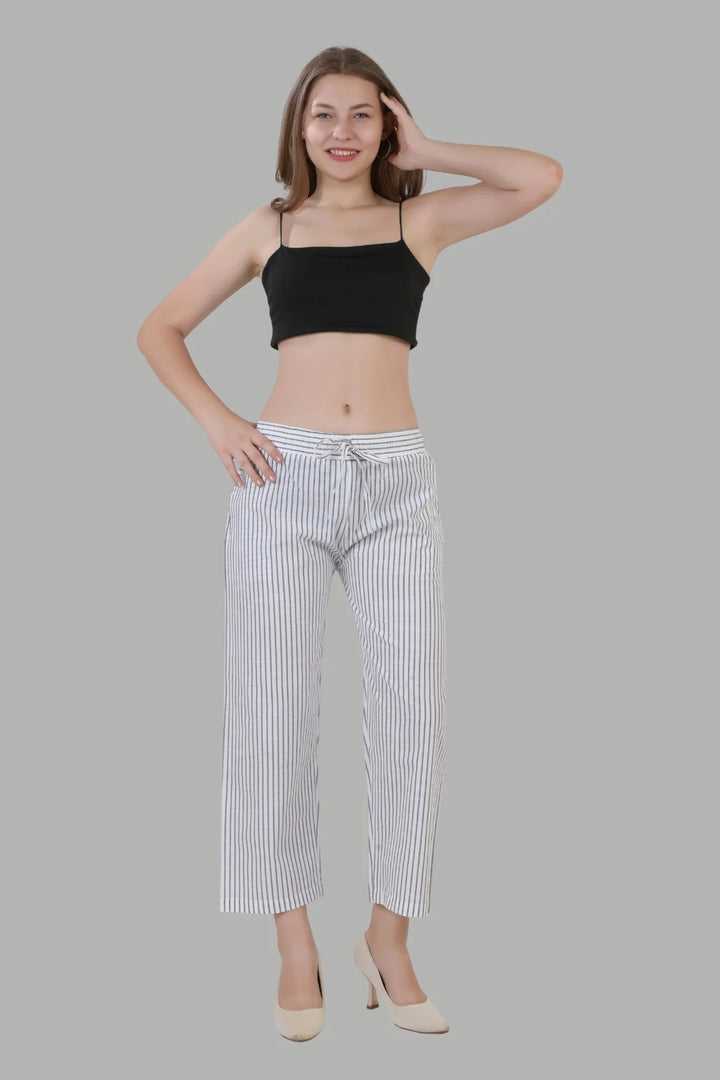 Women’s white striped straight fit pants