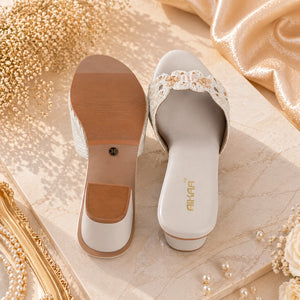 Fashionable white ethnic footwear for girls and women
